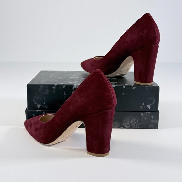 Mavette Burgundy Suede block heel pumps (Sz 39) - Picture 6 of 12